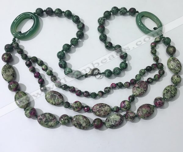 CGN604 23.5 inches imitation ruby zoisite gemstone beaded necklaces