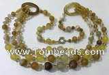 CGN612 24 inches chinese crystal & striped agate beaded necklaces