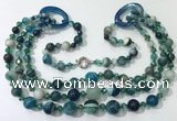 CGN613 24 inches chinese crystal & striped agate beaded necklaces