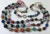 CGN614 24 inches chinese crystal & striped agate beaded necklaces