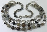 CGN620 24 inches chinese crystal & striped agate beaded necklaces