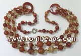 CGN625 24 inches chinese crystal & striped agate beaded necklaces