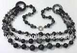 CGN631 24 inches chinese crystal & striped agate beaded necklaces