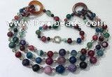 CGN632 24 inches chinese crystal & striped agate beaded necklaces