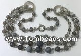 CGN638 24 inches chinese crystal & striped agate beaded necklaces