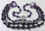 CGN639 24 inches chinese crystal & striped agate beaded necklaces