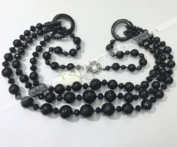 CGN642 24 inches chinese crystal & striped agate beaded necklaces