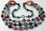 CGN643 24 inches chinese crystal & striped agate beaded necklaces