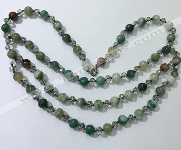 CGN658 22 inches chinese crystal & striped agate beaded necklaces