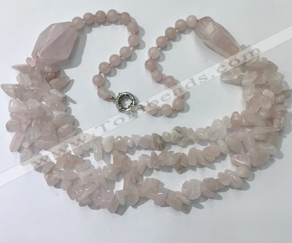 CGN670 22 inches stylish rose quartz beaded necklaces wholesale