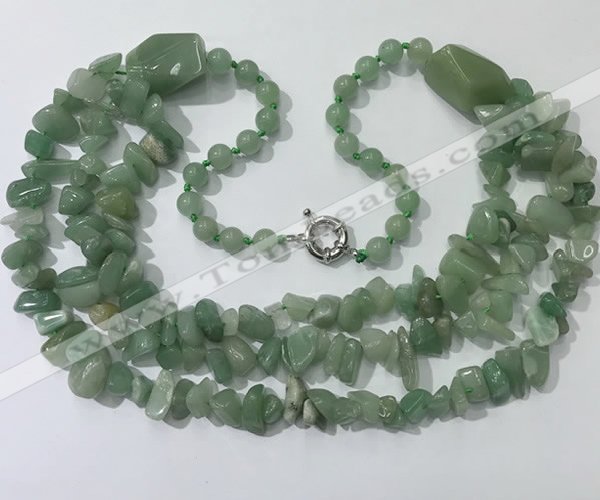 CGN674 22 inches stylish green aventurine beaded necklaces