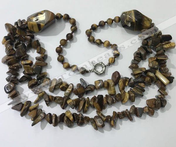 CGN676 22 inches stylish yellow tiger eye beaded necklaces