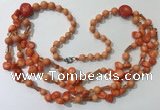 CGN688 23.5 inches chinese crystal & coral beaded necklaces