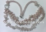 CGN695 22.5 inches chinese crystal & rose quartz beaded necklaces