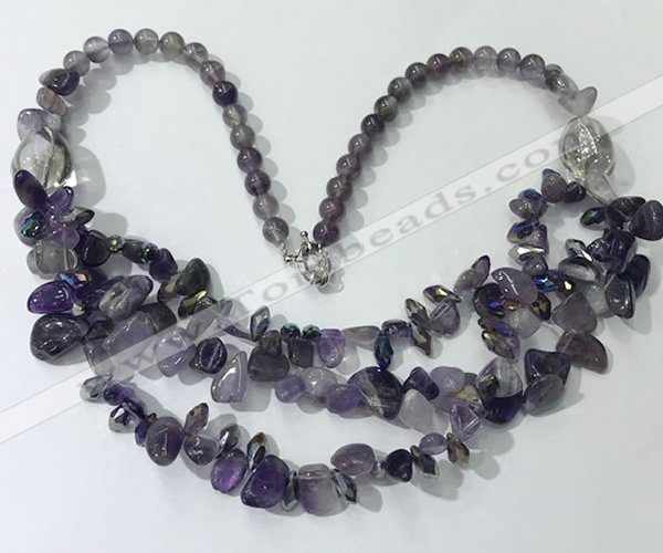 CGN697 22.5 inches chinese crystal & amethyst beaded necklaces