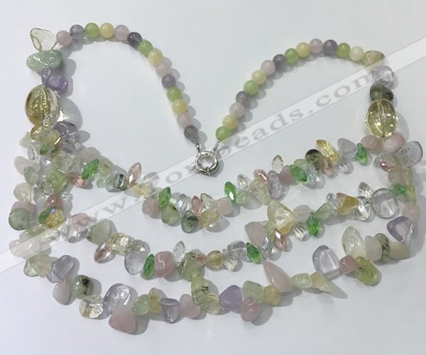 CGN698 22.5 inches chinese crystal & mixed gemstone beaded necklaces