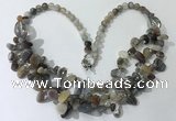 CGN701 22.5 inches chinese crystal & grey agate beaded necklaces