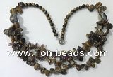 CGN702 22.5 inches chinese crystal & yellow tiger eye beaded necklaces