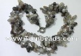 CGN713 22 inches fashion 3 rows grey agate beaded necklaces