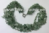 CGN726 19.5 inches stylish 6 rows green aventurine chips necklaces