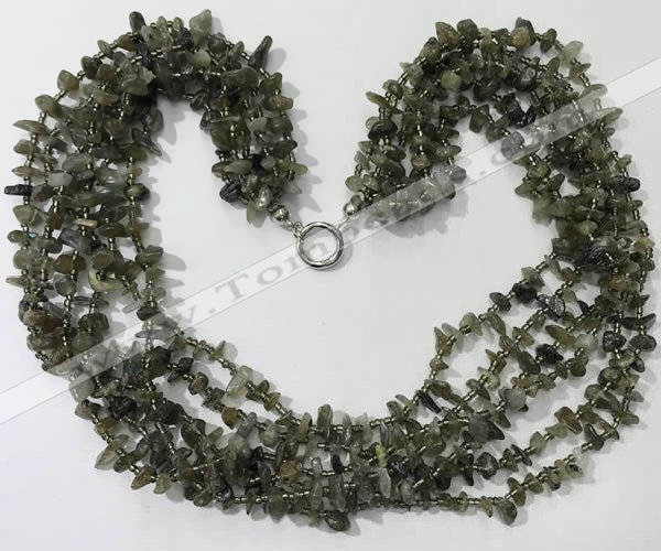 CGN729 19.5 inches stylish 6 rows labradorite chips necklaces