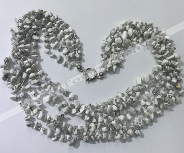 CGN730 19.5 inches stylish 6 rows white howlite chips necklaces