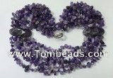 CGN756 20 inches stylish 6 rows amethyst chips necklaces