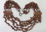 CGN766 20 inches stylish 6 rows goldstone chips necklaces