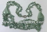 CGN785 23.5 inches stylish green aventurine chips necklaces