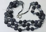 CGN806 23.5 inches 3 rows chinese crystal & blue goldstone necklaces