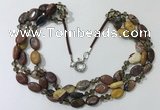 CGN808 23.5 inches 3 rows chinese crystal & mookaite necklaces