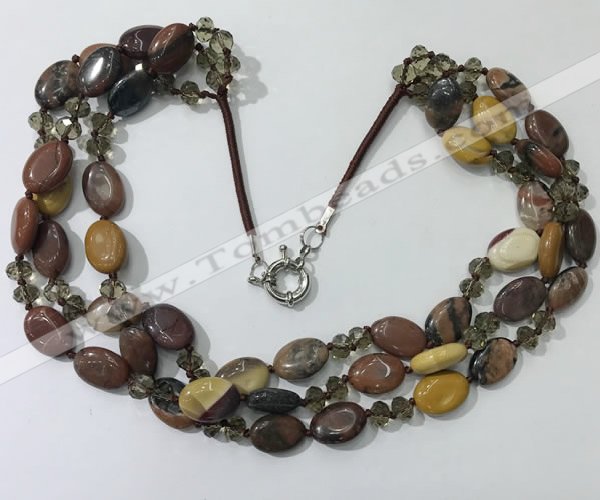 CGN808 23.5 inches 3 rows chinese crystal & mookaite necklaces
