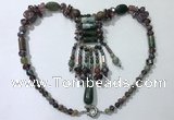 CGN815 19.5 inches chinese crystal & Indian agate statement necklaces