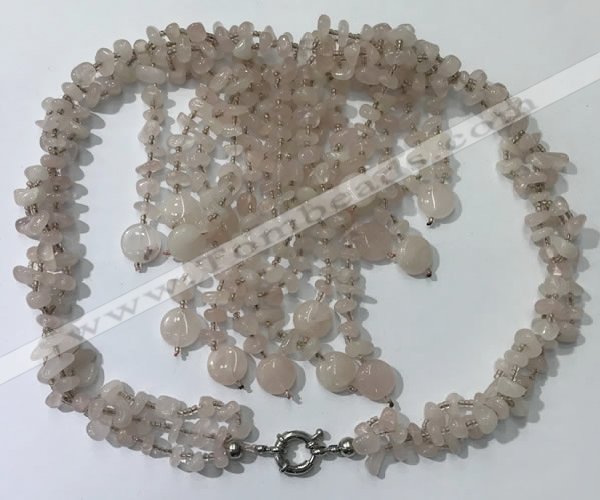 CGN825 20 inches stylish rose quartz statement necklaces