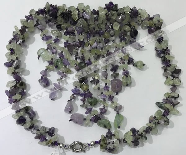 CGN828 20 inches stylish amethyst & prehnite statement necklaces