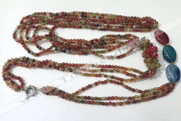 CGN852 30 inches trendy agate long beaded necklaces