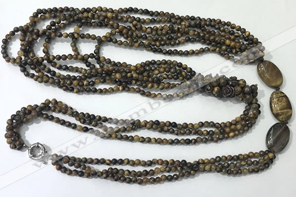 CGN854 30 inches trendy yellow tiger eye long beaded necklaces
