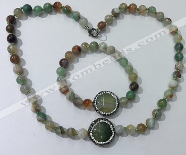 CGN876 19.5 inches 8mm round striped agate jewelry sets