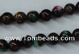 CGO01 15.5 inches 4mm round gold multi-color stone beads