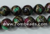 CGO04 15.5 inches 10mm round gold multi-color stone beads