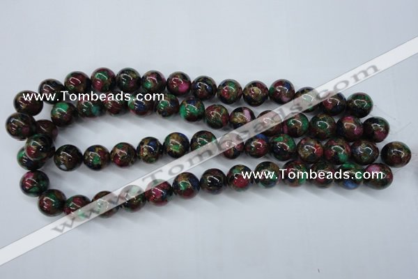 CGO06 15.5 inches 14mm round gold multi-color stone beads