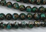 CGO101 15.5 inches 6mm round gold green color stone beads