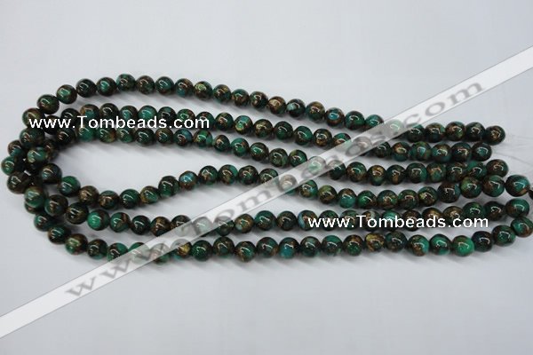 CGO101 15.5 inches 6mm round gold green color stone beads