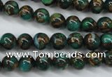 CGO102 15.5 inches 8mm round gold green color stone beads