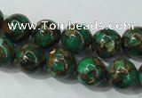 CGO103 15.5 inches 10mm round gold green color stone beads