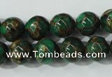 CGO104 15.5 inches 12mm round gold green color stone beads