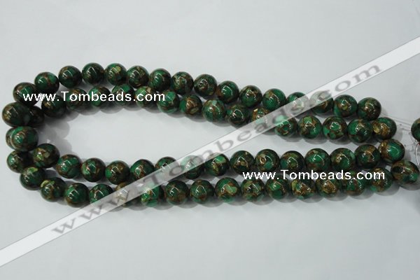 CGO104 15.5 inches 12mm round gold green color stone beads