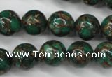 CGO107 15.5 inches 18mm round gold green color stone beads