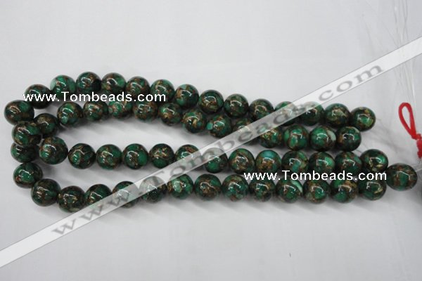 CGO108 15.5 inches 20mm round gold green color stone beads