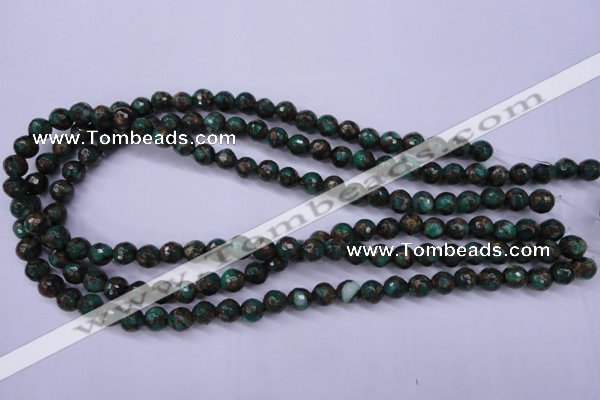 CGO112 15.5 inches 8mm faceted round gold green color stone beads